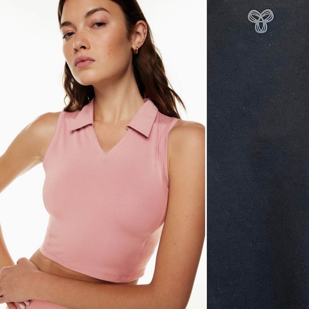Aritzia TnAction Outlast Crop Polo Tank Top Black